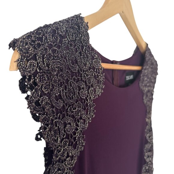 XSCAPE Purple Gold Crochet Lace Column Gown Formal Dress Mother of the Bride, 14 - Picture 12 of 14